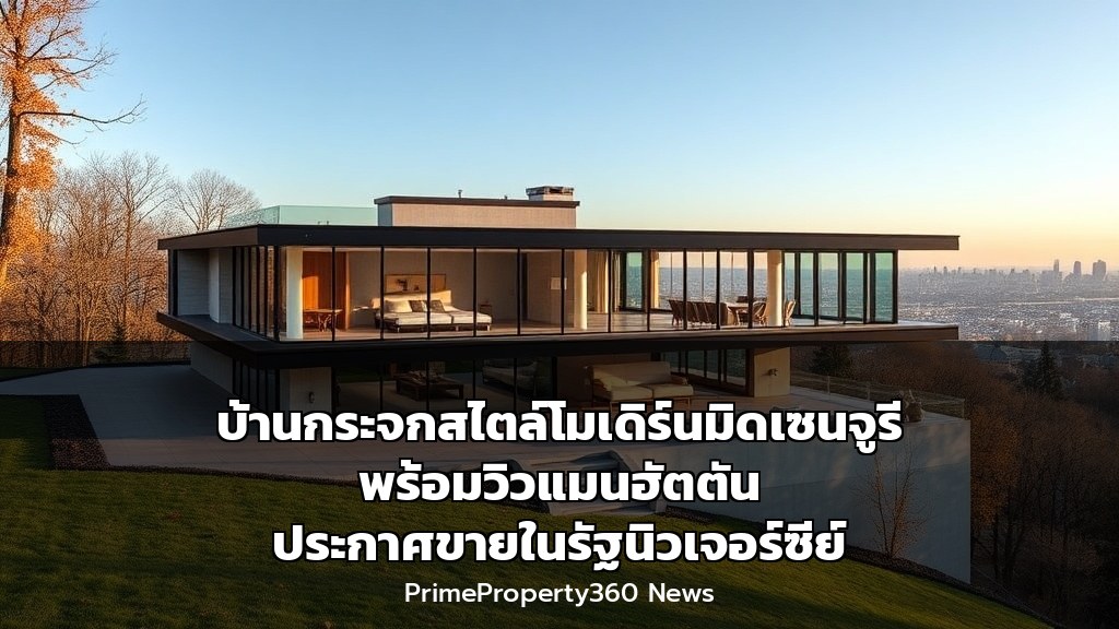 บ้านกระจกสไตล์โมเดิร์นมิดเซนจูรี พร้อมวิวแมนฮัตตัน ประกาศขายในรัฐนิวเจอร์ซีย์